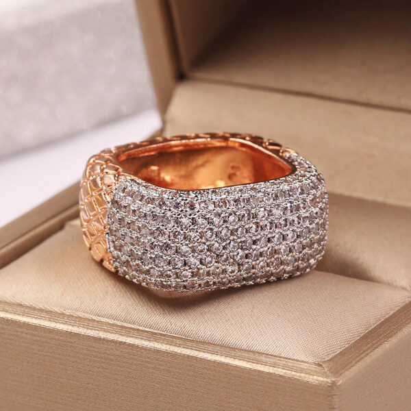 HOYON 14K Rose Gold Women's Jewelry Exquisite Anillos De Wedding Bizuteria Hip Hop Square Natural Diamond Ring for Men