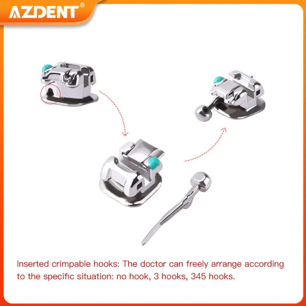 e65c7c4d65c1ec8d AZDENT Dental Orthodontic Brackets Self-Ligating Braces Inserted Crimpable Movable Hooks Auxiliary Hole Buccal Tube 28pcs/Box