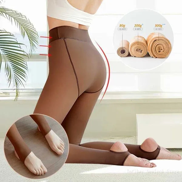 e6651cfa2d001b0d Socks Hosiery Woman Translucent Wool Sock Winter Stocking Fleece Lined Tights Thermal Pants Legging Fake Pantyhose Y2211