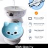 e66bc41247a022e2 AISBUGUR Ceramic Cat Bowls Set of 2, Elevated 15 Tilted Design for Indoor Cats, Large Capacity, Easy to Clean, Non-Slip Base, Cute Pattern, Blue