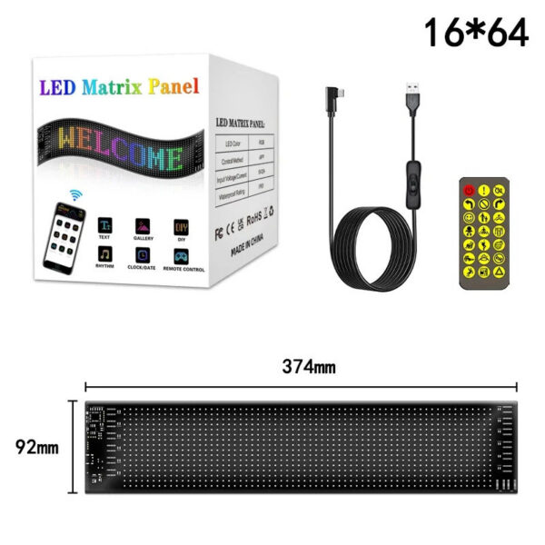 e67201e43fd20677 Matrix Pixel Panel, Scrolg Bright Advertising Signs, Flexible USB 5V LED Car Sign Bluetooth App Control