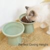 e67ef088c9599bf2 2 Extra Wide Raised Cat Food Bowl, Elevated Anti-Vomiting Cat Feeder Whisker Stress-Free Dog Two Bowls Ceramic Cat Feeding Bowls White