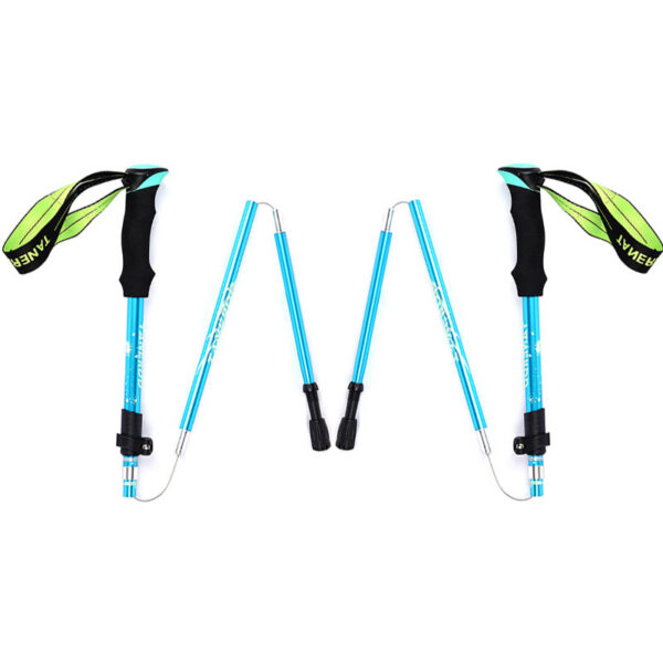 e6809e0cbd7c35cf 5-Section Outdoor Fold Trekking Pole Camping Portable Walking Hiking Stick For Nordic Elderly Telescopic Club Easy Put Into Bag