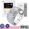 Business temperament GRA ring a caramossian stone heart eight arrow cut classic fashion crown full diamond men's je