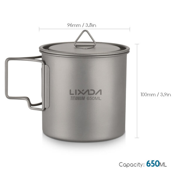 Lixada Ultralight Titanium 300/350/550/650ml Outdoor Cup Camping Picnic Water Mug Tableware with Foldable Handle