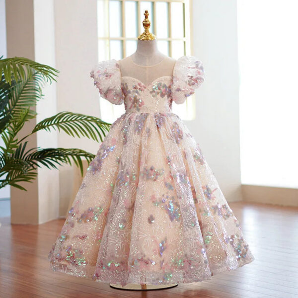 e6b6b2f215888283 Children Evening Dresses for Girls 3 12 14 Years Kids Birthday Party 2023 Fluffy Ball Gown Wedding Prom Formal Lace Dress