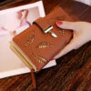 Fashion PU Leather Long Wallet Gold Hollow Leaves Pouch Handbag For Women Coin Purse Card Holders Clutch