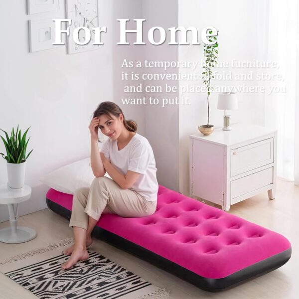 e6ea5415d97b4423 Foldable Inflatable air Mattress, Suitable for Indoor and Outdoor air Mattress, Thickened Waterproof, can be Used for Camping Tents (excluding Inflation Tools (Pink, Single)