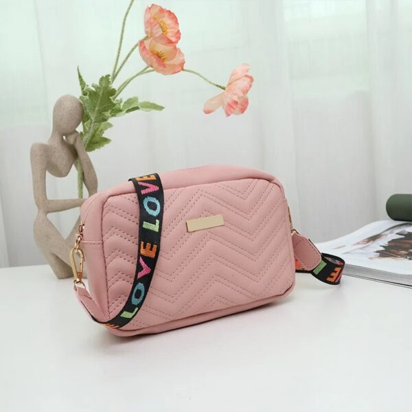 Rilibegan Embroidered Camera PU Material Casual Small Square Versatile Single Bag Printed Shoulder Strap