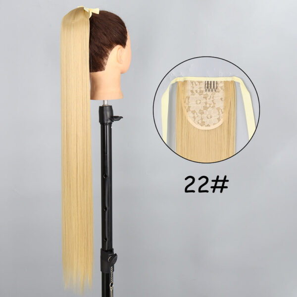 e70c755469186369 34inches Synthetic Ponytail Hair Extension Clip in Fake Wig Hairpiece Blonde Wrap Around Pigtail Long Smooth Overhead Pony Tail