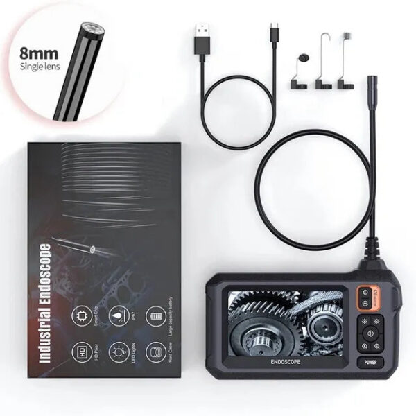 Industrial Endoscope 8mm HD1080P 4.3inch IPS Screen 1080P Pipe Inspection Camera for Car Repair IP67 Waterproof 8 LEDS