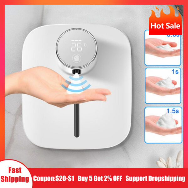 Hot Dispenser Automatic Wall-mounted Rechargeable Temperature Display Liquid Foam Soap Dispensers Hand Sanitizer hine