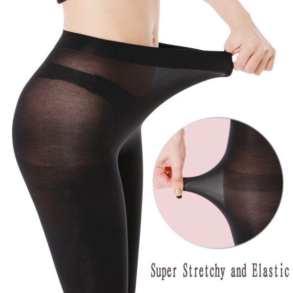 HA WA 2 Pairs Semi Opaque Tights, Winter Control Top 40D Microfiber Leggings for women