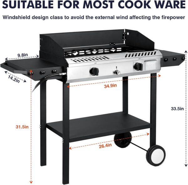 e7300fb34457782d Llamaviva 2 Burner Outdoor Gas Burner with Side Shelves, Auto-ignition & Regulator, 150,000 BTU Propane Outdoor Stoves for Cooking, Camping&BBQ Cookouts