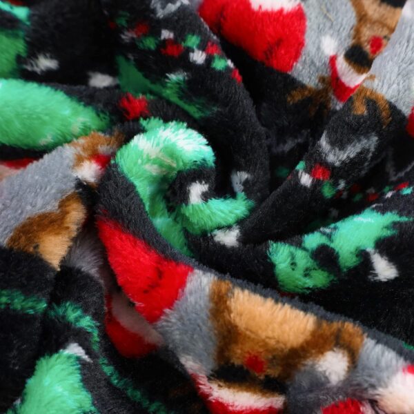 Glasses Reindeer Fuzzy Dog Pajamas, Dog Winter Clothes for Small Dogs Girl Boy, Pet Onesie with Feet, Cat Outfit, Black, Red, Green, Large