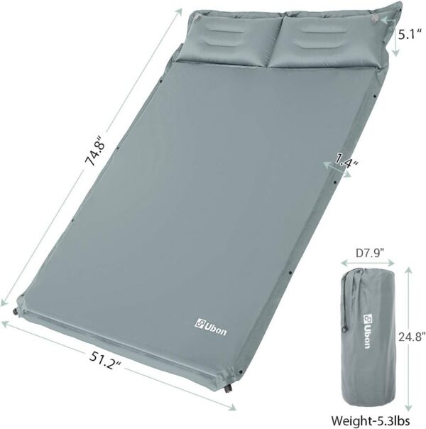 Ubon Doppelte Selbstaufblasende Schlafmatten Isomatte Aufblasbare Matratze für 2 Personen 3,6cm Luftmatratzen und leichtes Campingbett