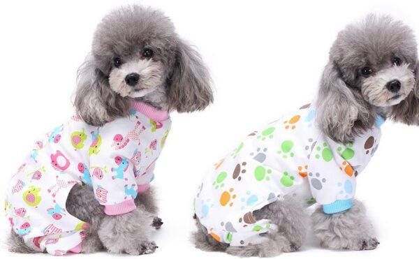 e7569fb9a8113423 2-Pack Dog Clothes Dogs Cats Onesie Soft Dog Pajamas Cotton Puppy Rompers Pet Jumpsuits Cozy Bodysuits for Small Dogs and Cats