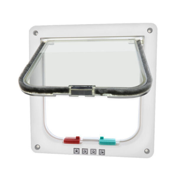e757261d0df80bdb 4 Way Lockable Dog Cat Kitten Security Flap Door Puppy Gate ABS Plastic Animal Small Pet Supplies Products
