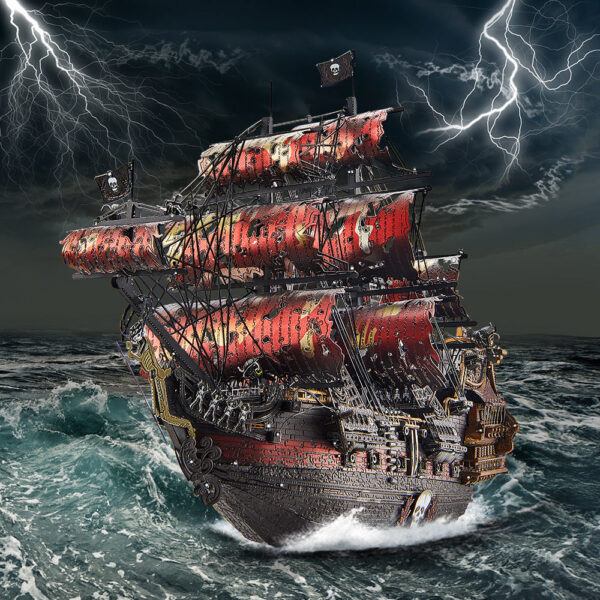 e763e9df822c1f24 Piececool Puzzles The Queen Anne's Revenge Pirate Ship Metal Model Building Blocks 3D Boat Jigsaw for Adult Birthday Gift
