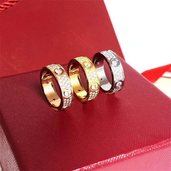 e76adb691177da67 Starry ring love rings nail Ring designer womens Titanium steel rose gold sier plated with full diamond for Man Rings wedding Engagement gift 4 5 6mm Multi size