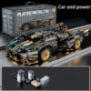 Black V12 RC Tech Racer 1:14DIY Roadster building block assembly Block car toy birthday gift
