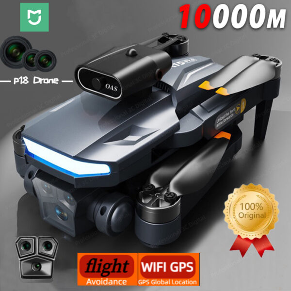 e773ccd652d49fd0 Mijia P18 RC Drone 8K Professinal Three Camera Wide Angle Optical UAV Flow Positioning Four-way Obstacle Avoidance Quadcopter