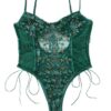 e77d8cdf72ff911d Lilosy Women Sexy Lace Up Floral Embroidered Teddy Lingerie Bodysuit Top Mesh Sheer One Piece