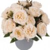Artificial Peonies Silk Flowers, Faux Peony Bouquet 4 Bundles Florals Arrangements Decor for Farmhouse Home Boho Wedding Table Centerpiece, Fake Plastic Flowers Bulk for Vase Decoration (Pink Purple)