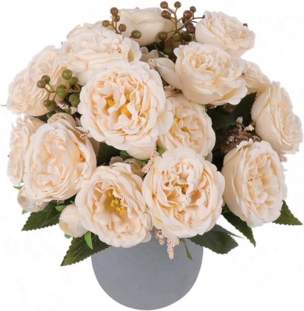 Artificial Peonies Silk Flowers, Faux Peony Bouquet 4 Bundles Florals Arrangements Decor for Farmhouse Home Boho Wedding Table Centerpiece, Fake Plastic Flowers Bulk for Vase Decoration (Pink Purple)