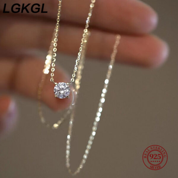 e78dd29b9d7ffc13 LGKGL Sterling Sier Sparkling Clavicle Chain Choker Simple 5A Zircon Gypsophila Pendant Necklace For Women