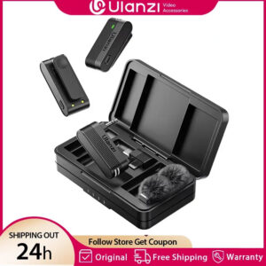 Ulanzi A100 Wireless Lavalier Microphone Professional 20M Audio Video Voice Recording Mic for iPhone 16 15 Android Phone Camera