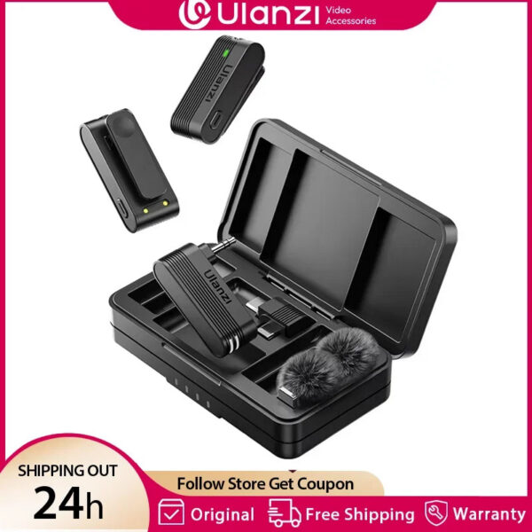e7baccbe7746bc83 Ulanzi A100 Wireless Lavalier Microphone Professional 20M Audio Video Voice Recording Mic for iPhone 16 15 Android Phone Camera