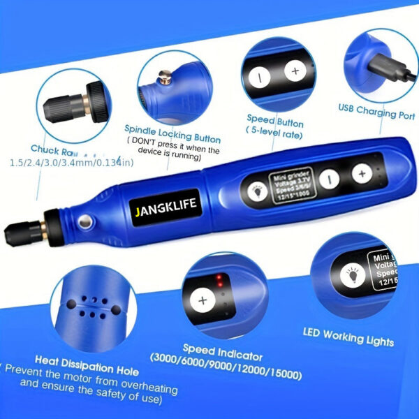 USB Cordless Rotary Tool Kit Woodworking Engraving Pen DIY For Jewelry Metal Glass Mini Wireless Drill