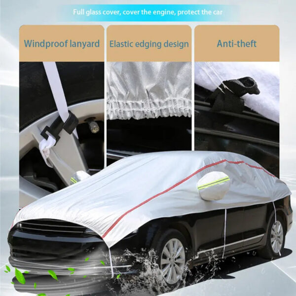e7d7906e25385615 Universal Half Car Cover Waterproof Outdoor Cover Oxford Sun Rain Uv Protection Dustproof Snowproof Car Body Cover for SUV Sedan