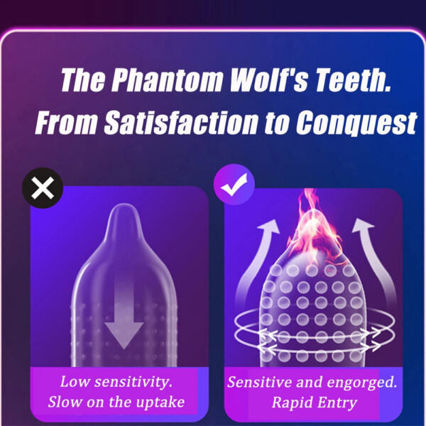 12pcs Large Pellet Condom Wolf's Teeth Barbed  Male Granular Stimulation Women Contraception Penis Sleeves Sex Products Adult