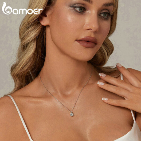 e7ee0ec9a2a3b169 BAMOER Moissanite Pendant Necklace D Color VVS1 Lab Grown Diamond for Women Wedding Engagement Sterling Sier Fine Jewelry