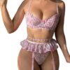 e8057dd35029e0db WDIRARA Women's Floral Lace Push Up Garter Lingerie Set with Stockings
