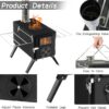 HOPUBUY Wood Stove Hot Tent Stove, Portable Camping Wood Burning Stove for Outdoor Cooking, Small Wood Stove with 7 Stainless Chimney Pipes and Tent Stove Jack
