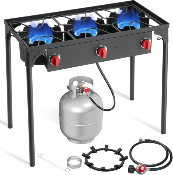 SKOK High Pressure 1/2/3 Burners Propane Camping Stove, Propane Burners for Outdoor Cooking