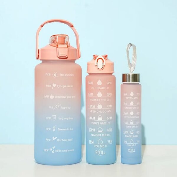 e85aa02bfd6a5598 3Pcs Gradient Plastic Set Large Capacity Sports Water Bottle Outdoor Travel Gym Fiess Jugs Student Portable Cup WIth Straw