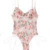 e86871dca387c819 Lilosy Women Sexy Lace Up Floral Embroidered Teddy Lingerie Bodysuit Top Mesh Sheer One Piece