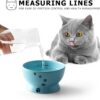 Y YHY Raised Cat Food Bowl Set, Ceramic, Tilted Elevated Bowls, 2 Bowls, 3.6 in & 3 in, White