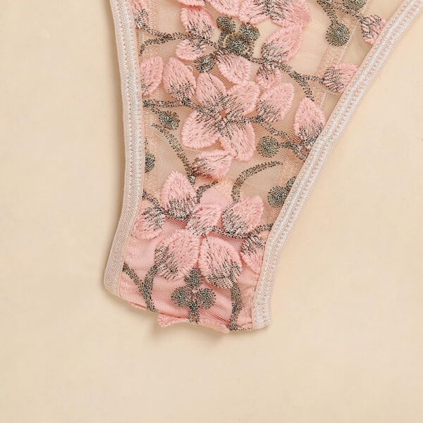 e888d419698c381c Lilosy Women Sexy Lace Up Floral Embroidered Teddy Lingerie Bodysuit Top Mesh Sheer One Piece