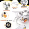 Hikenture Gaskocher mit Piezozündung, Winddichter Camping Kocher 3500W, Faltbarer Campingkocher Gasbrenner für Coleman Primus Kartusche, Kocher Gas Windschutz mit Tragebox für Hiking, Picnic, Outdoor