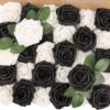 e88eefa49d5acf85 MACTING 30PCS Artificial Glitter Flowers, Black Fake Roses with Stem for Valentines Day Tree Ornaments Party Wreath Home Spring Indoor Decorations