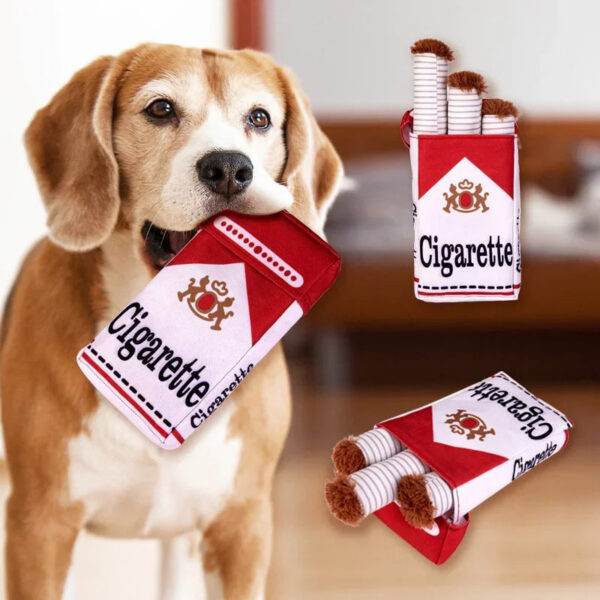 Creative Cigarette Interactive Giggles Toys Funny Plush Chewing with Squeaking Sound Dog Toy Cigaret Box Good Pet Gifts