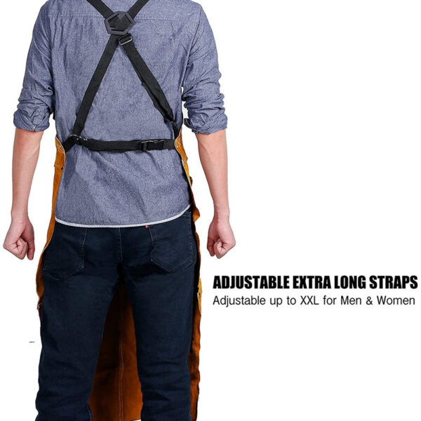 Synthetic Leather Welding Heat Flame-Resistant Heavy Duty Work Forge Apron With 6 Pockets 42Inch Large