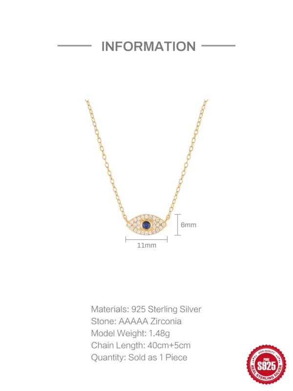 CANNER Sterling Sier Exquisite Eye Diamond Stone Pendant Necklace for Women Chain Choker Necklaces Fine Jewelry Collares