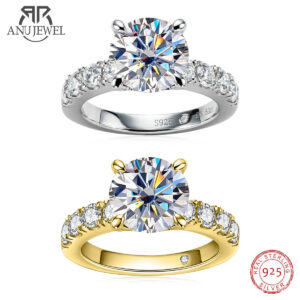 e8a1489ca0e5209c AnuJewel 4.3cttw D Color Moissanite Engagement Rings 925 Sterling Silver 18k Gold Plated Lab Created Diamond Wedding Band Rings