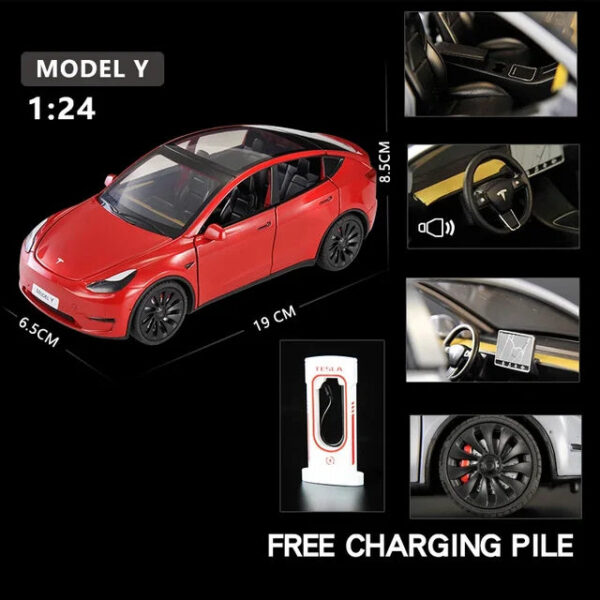 e8b84db49fe997f6 1:24 Tesla Y 3 S Metal Alloy Diecast Model Sound And Light Children's Toy Collectibles Birthday Gifts